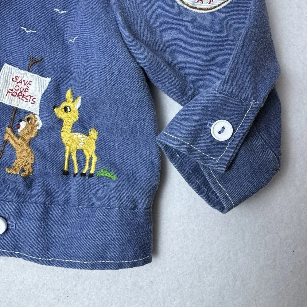 Vintage Baby Smokey The Bear Jacket 60 70s Denim Shirt Save Our Forests *no Size